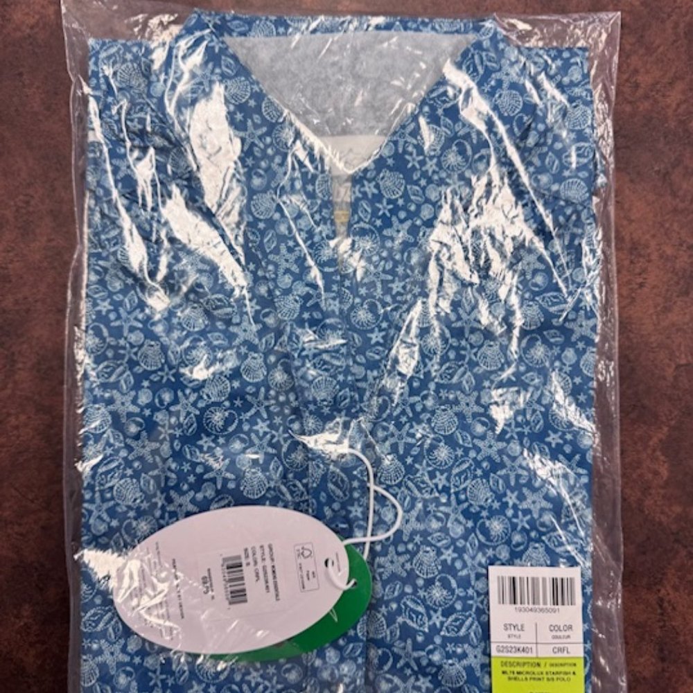 Gregg Norman Ladies STARFISH & SHELLS Short Sleeve Golf Shirt